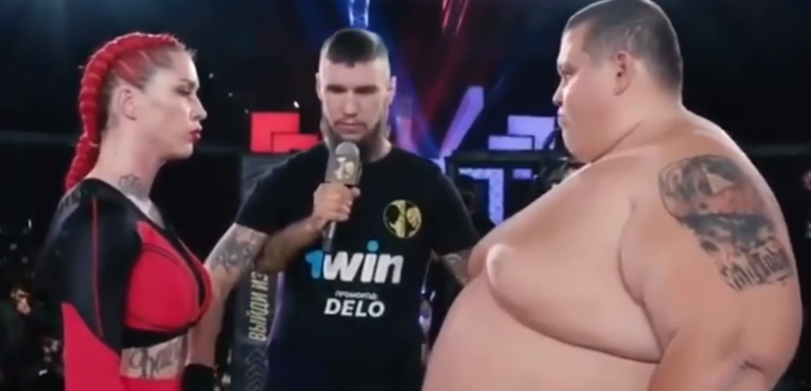 "Dezgustător". Luptă în cuşcă între o femeie de 63 de kilograme şi un bărbat de 240 de kilograme. Final total neaşteptat