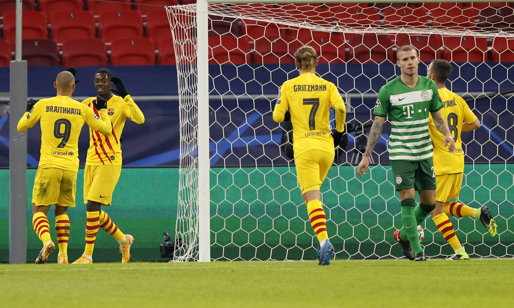 Ousmane Dembele, după golul marcat pentru Barcelona cu Ferencvaros / Foto: Getty Images