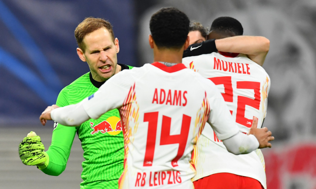 Fotbaliștii lui Leipzig, după succesul cu Manchester United / Foto: Getty Images