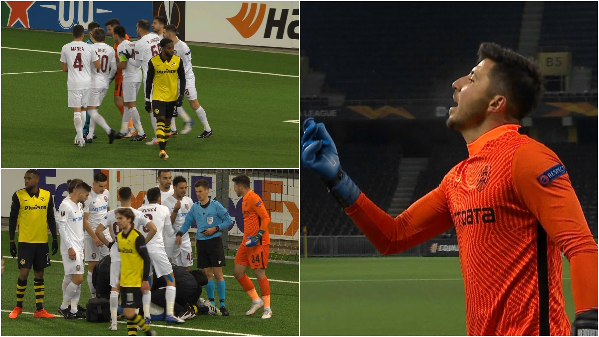 Jucătorii CFR-ului, discuție aprinsă cu arbitrul după penalty-ul acordat în minutul 90+1: "De ce îmi dai roșu?"