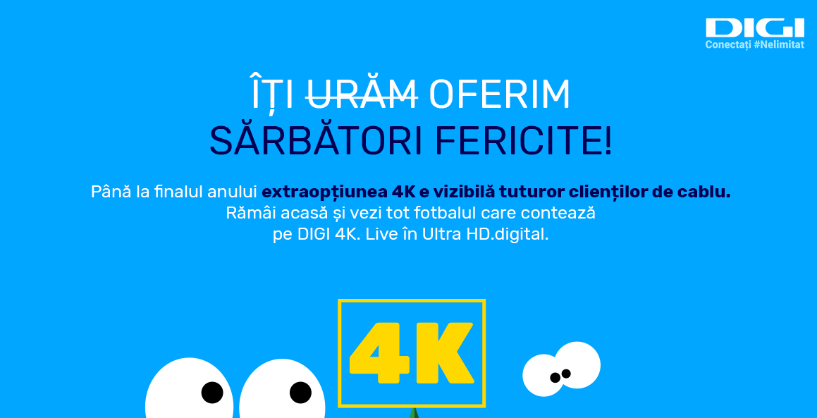 De sărbători, abonații Digi TV au și mai mult sport, în 4K