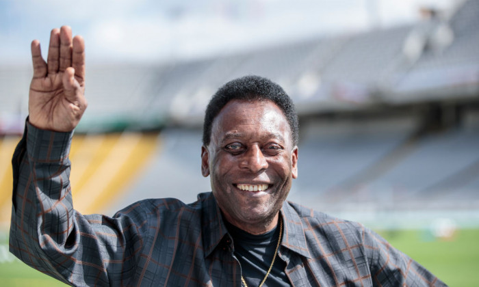 Soccer Legend Pele Visits Olympic Stadium In Barcelona