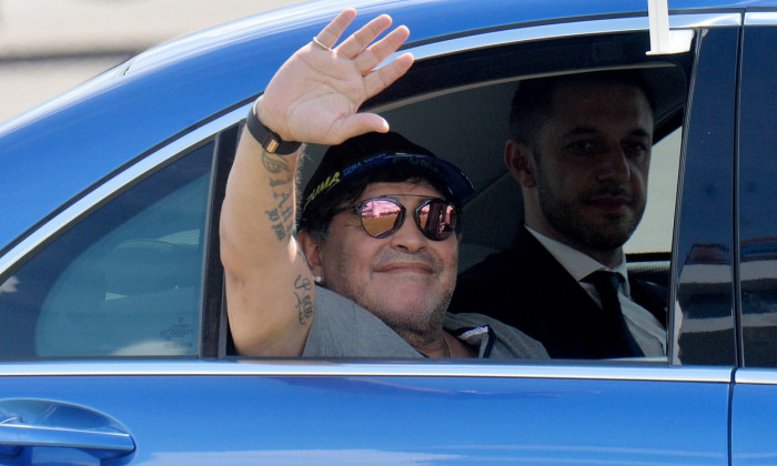 Diego Maradona arrives in Brest