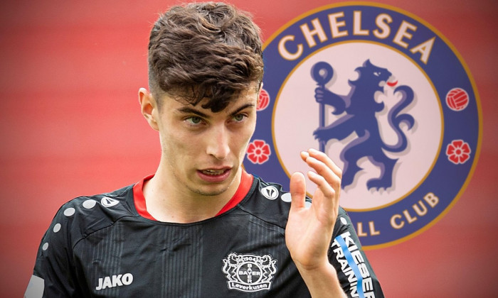 PHOTO ASSEMBLY: Kai HAVERTZ allegedly before moving to Chelsea. Archive photo: Kai HAVERTZ (LEV) gesture, gesture, football 1. Bundesliga, 34.matchday, Bayer 04 Leverkusen (LEV) - FSV FSV FSV Mainz 05 (MZ) 1: 0, on June 27, 2020 in Leverkusen/Germany. Pho