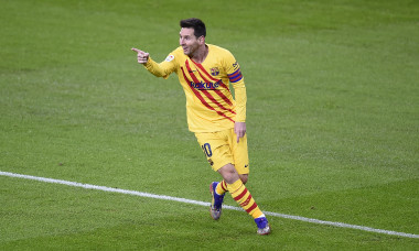 Lionel Messi, după un gol marcat pentru Barcelona într-un meci cu Bilbao / Foto: Getty Images