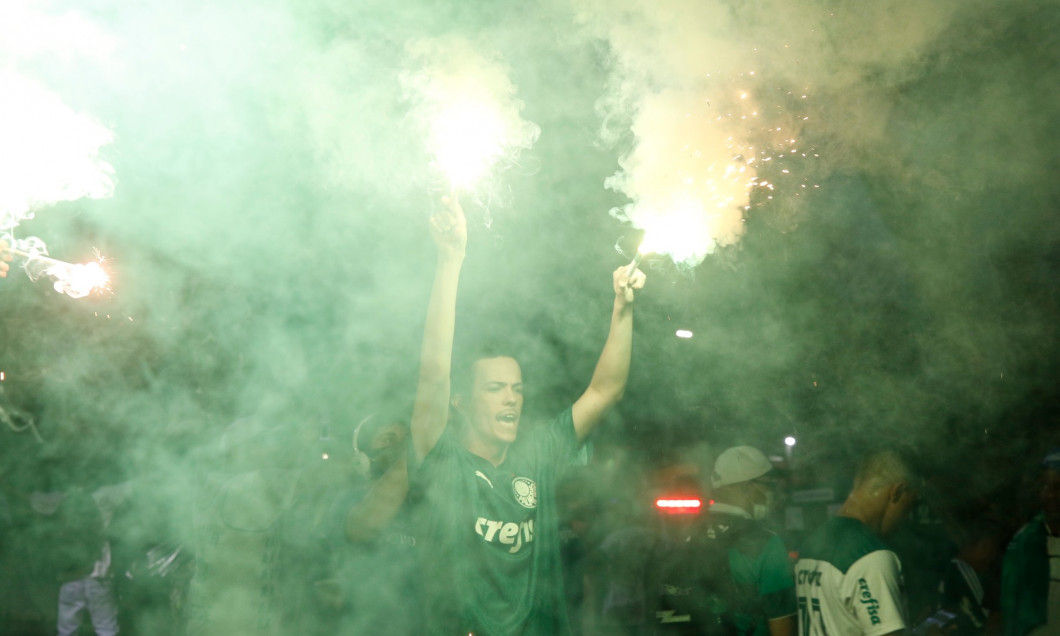 Suporterii lui Palmeiras, pe 30 ianuarie, înaintea finalei Copei Libertadores cu Santos / Foto: Profimedia