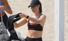 *EXCLUSIVE* Retired tennis star, Maria Sharapova works up a sweat on a beach workout in L.A