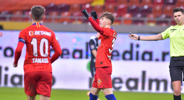 Octavian Popescu, după golul marcat pentru FCSB în meciul cu Poli Iași / Foto: Sport Pictures