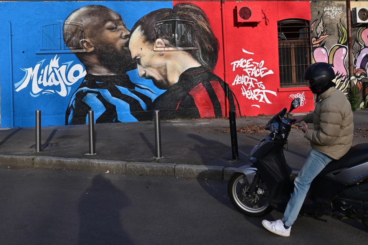 Zlatan vs. Lukaku, ediția murală: ce a apărut la stadionul San Siro cu câteva zile înainte de o nouă confruntare ”titanică”