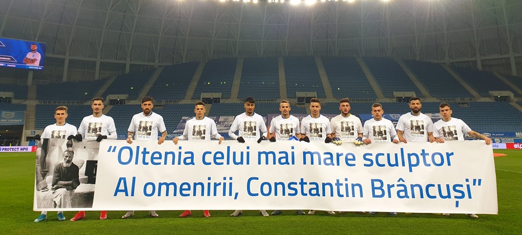 Universitatea Craiova, omagiu adus lui Constantin Brâncuși, înaintea duelului din Bănie