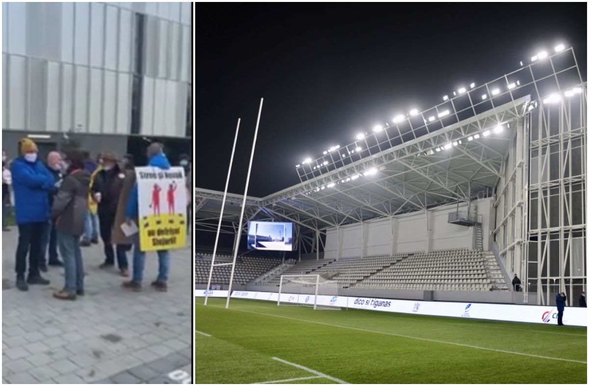 Continuă protestele în fața stadionului Arcul de Triumf! Ministrul Novak, ținta oamenilor