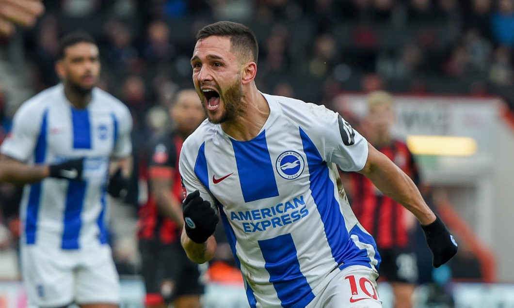 5th January 2019, Dean Court, Bournemouth, England; The Emirates FA Cup, 3rd Round, Bournemouth vs Brighton ; Florin Andone (10) of Brighton celebrates scoring to make it 1-3 Credit: Phil Westlake/News Images English Football League images are subject