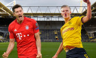 PHOTOMONTAGE: Preview Borussia Dortmund-FC Bayern Munich on November 7th, 2020 meeting of the two goal guarantors Robert LEWANDOWSKI (FC Bayern Munich) and Erling HAALAND (Borussia Dortmund) at the top duel of the 7th matchday. The empty BVB stadium after