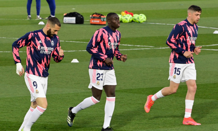 Karim Benzema, Ferland Mendy și Federico Valverde, la un antrenament la Real Madrid / Foto: Profimedia