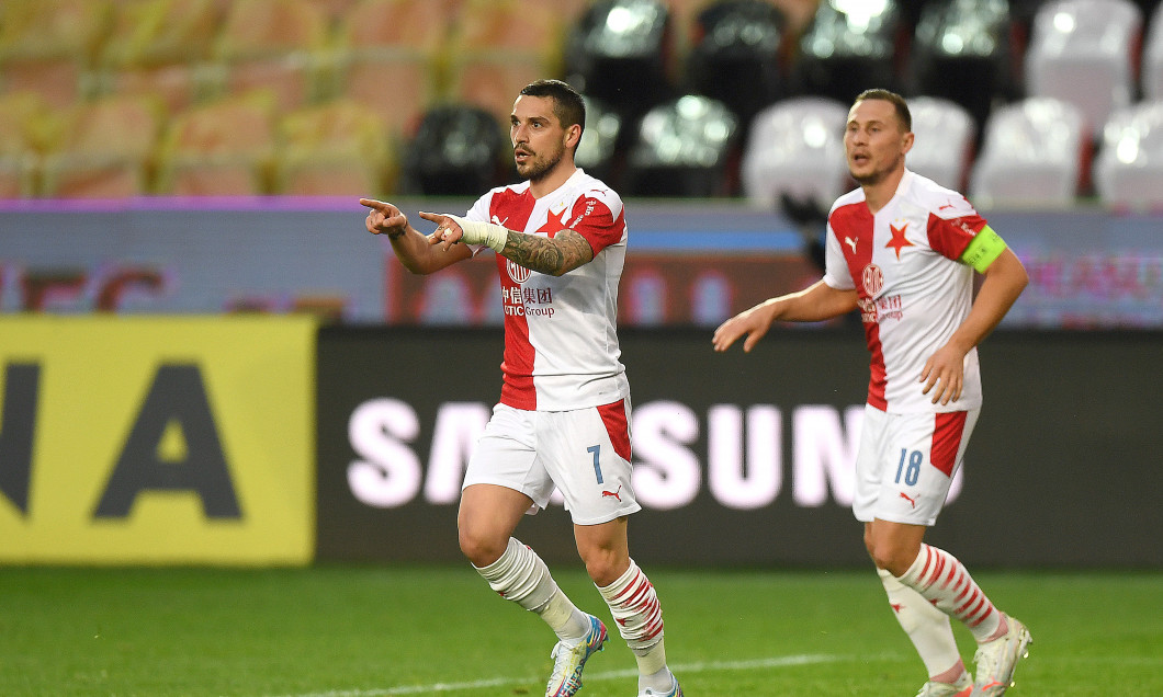 Nicolae Stanciu, după golul marcat pentru Slavia Praga în meciul cu Zlin / Foto: Profimedia