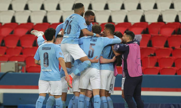 Fotbaliștii lui Manchester City, în meciul cu PSG / Foto: Getty Images