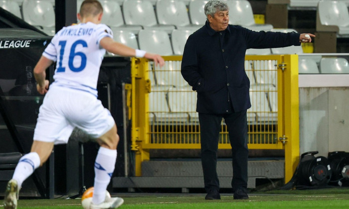 BRUGGE, BELGIUM - FEBRUARY 25: coach Mircea Lucescu of Dynamo Kiev during the UEFA Europa League match between Club Brugge and FC Dynamo Kyiv at Jan B