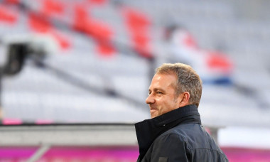 Munich, Germany. 04th Oct, 2020. Football: Bundesliga, Bayern Munich - Hertha BSC, 3rd matchday in the Allianz Arena. Munich coach Hansi Flick smiles before the start of the match. IMPORTANT NOTE: In accordance with the regulations of the DFL Deutsche Fub