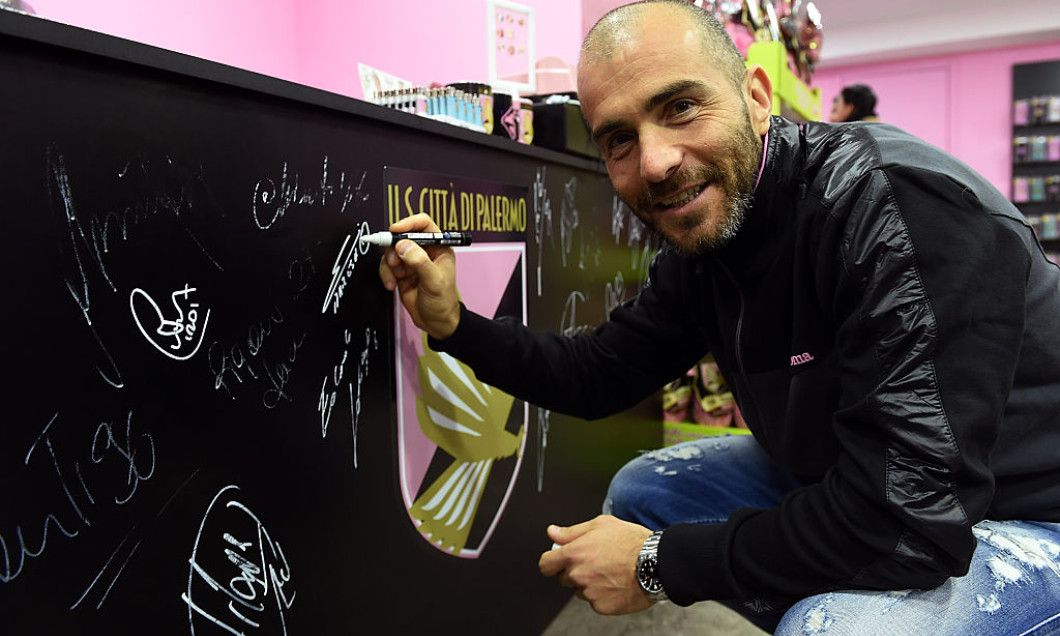 US Citta di Palermo Players Enzo Maresca and Robin Quaison Visit Club Store