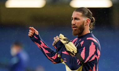 Real Madrid's Sergio Ramos warming up before the UEFA Champions League Semi Final second leg match at Stamford Bridge, London. Picture date: Wednesday May 5, 2021.