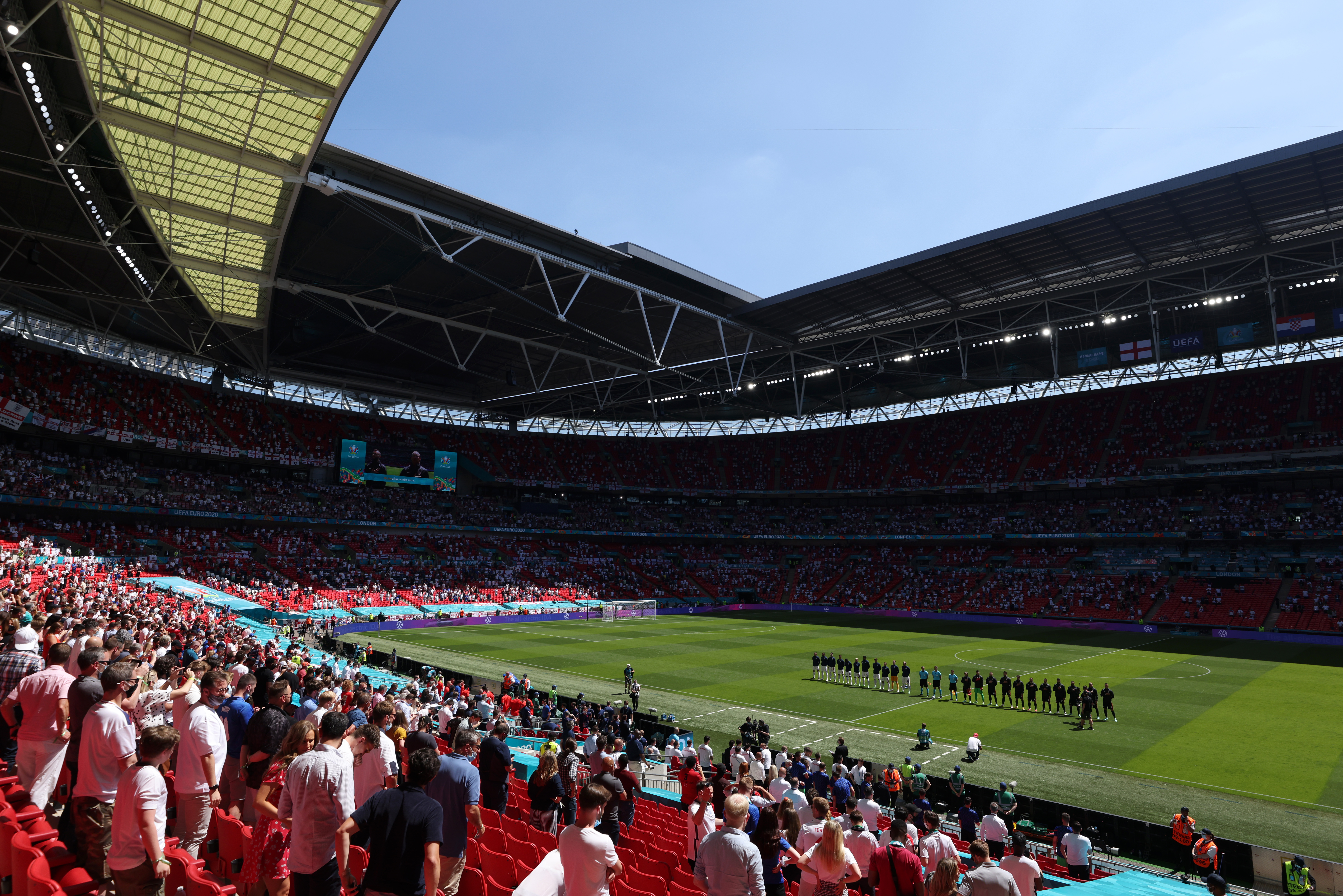 Mesaj de susținere pentru Eriksen! Ce a apărut pe tabela de pe Wembley, înainte de Anglia - Croația