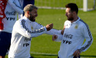 Messi and Aguero trainning Argentine soccer team in Palma de Mallorca