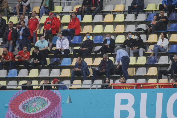 Gheorghe Hagi, Gică Popescu și Ciprian Marica, în tribuna a doua de la Arena Națională, la Austria - Macedonia de Nord / Foto: Inquam Photos / Octav Ganea