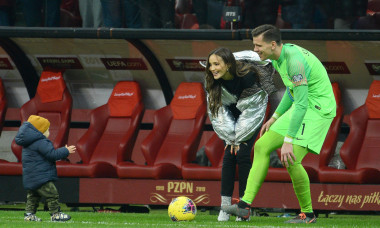 Goalkeeper Wojciech Szczesny With Son And Wife After Match Poland vs Slovenia