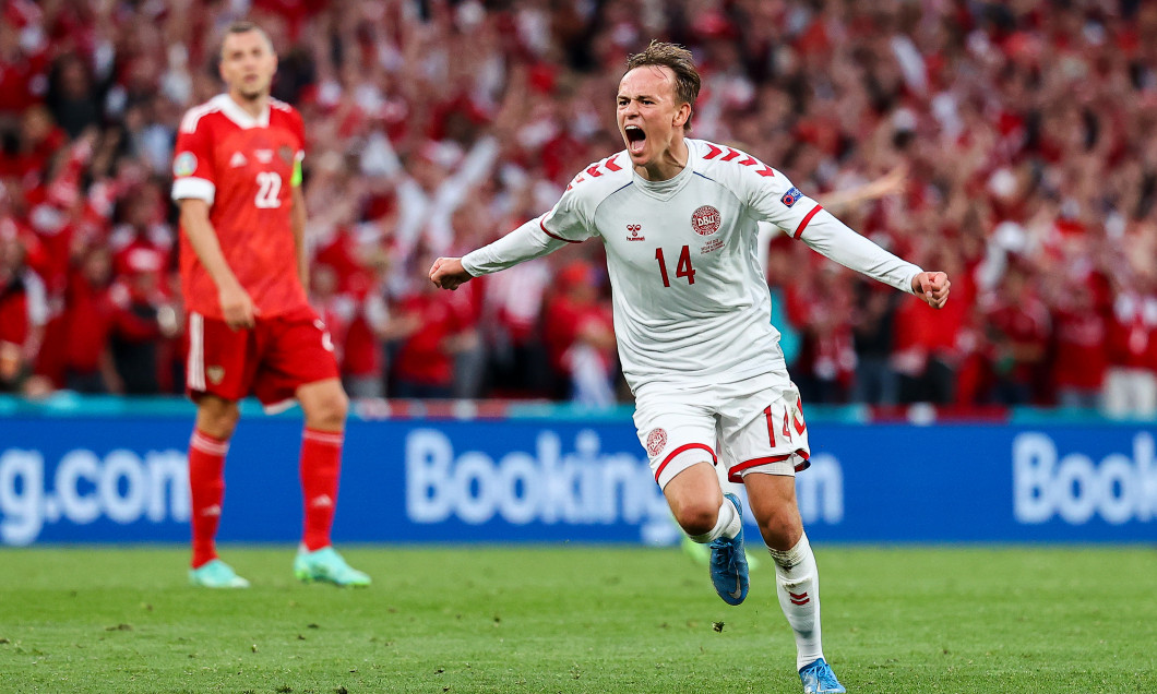 Mikkel Damsgaard, după golul marcat în Rusia - Danemarca de la EURO 2020 / Foto: Getty Images