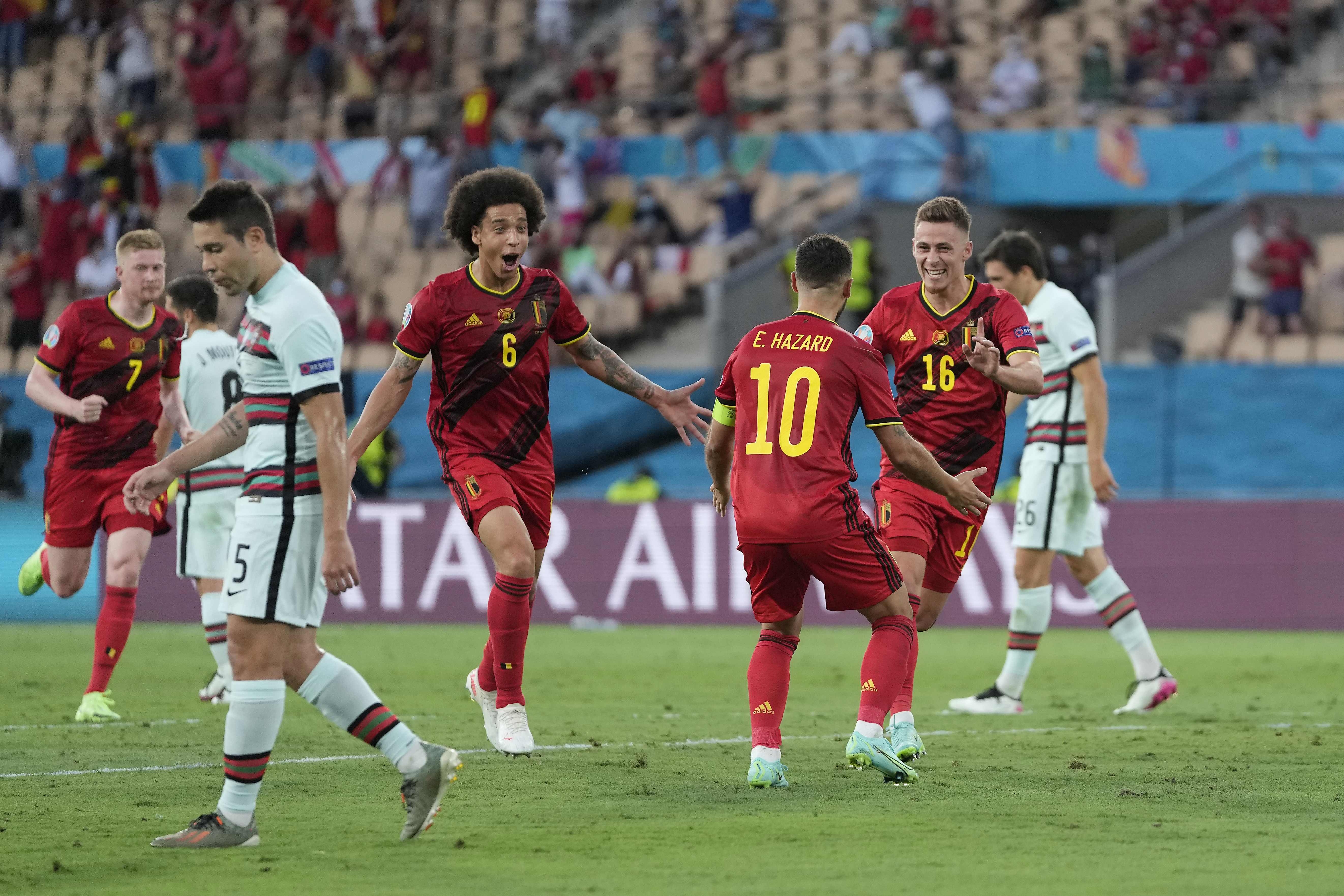 Belgia - Portugalia 1-0, în optimi la EURO 2020. Supergolul lui Thorgan Hazard a eliminat campioana în exercițiu