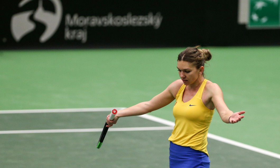 Simona Halep, la FED Cup, în 2019, în meciul cu Karolina Pliskova / Foto: Profimedia