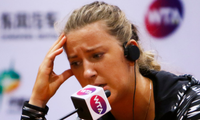 Victoria Azarenka, în timpul unei conferințe de presă / Foto: Getty Images