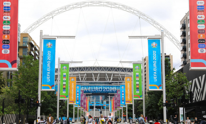Wembley stadium in London where the UEFA Euros 2020 semi finals and final will be taking place, July 2021, UK