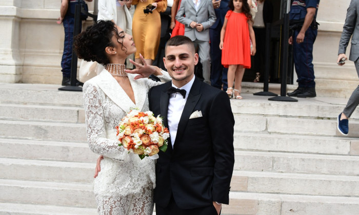 Mariage de Marco Verratti et Jessica Aďdi ŕ mairie de Neuilly-sur-Seine