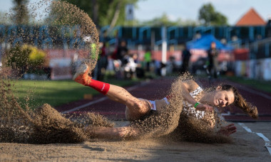 21 May 2021, Saxony-Anhalt, Dessau-Rolau: Athletics: International Meeting at Paul Grifzu Stadium, long jump, women: Alina Rotaru-Kottmann from Romania in action. Photo: Hendrik Schmidt/dpa-Zentralbild/dpa