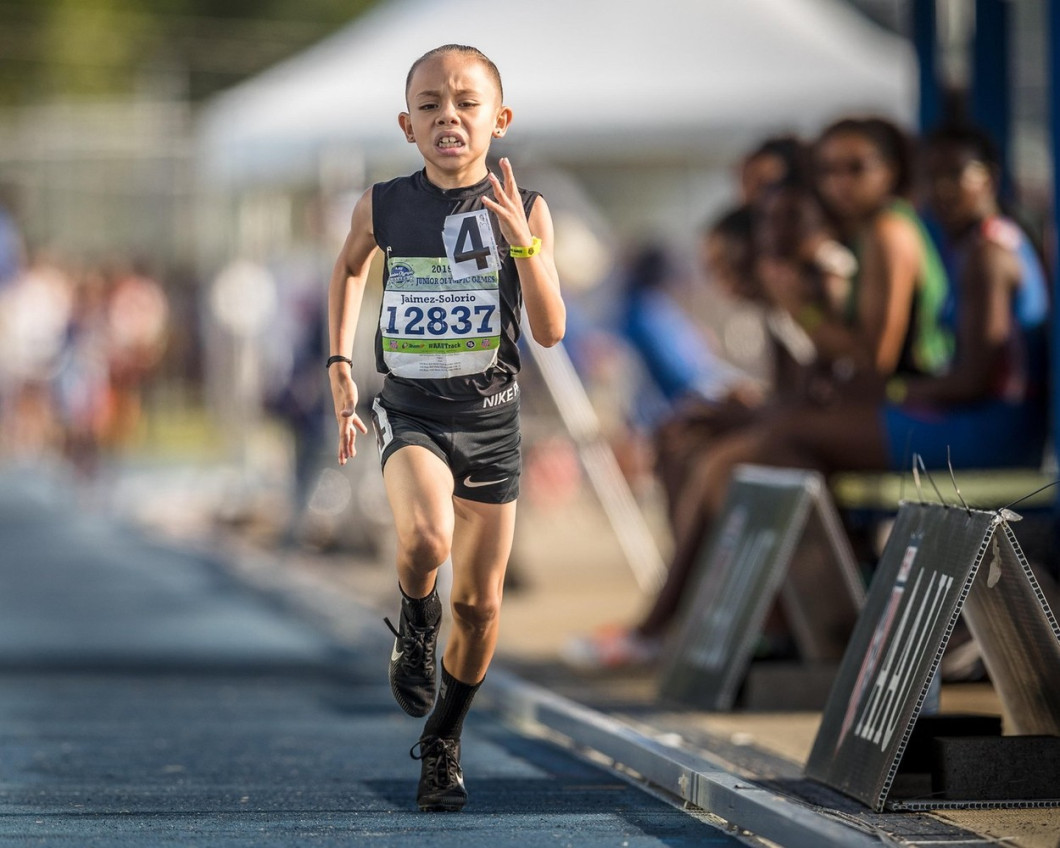 August 1, 2019: Victor Jaimez-Solorio sets a national record winning the Boys 1500 Meter Run eight-years-old and under during the 2019 AAU Junior Olympic Games at BB&T Stadium in Greensboro, North Carolina. Jaimez-Solorio finished with a time of 5:07.14.