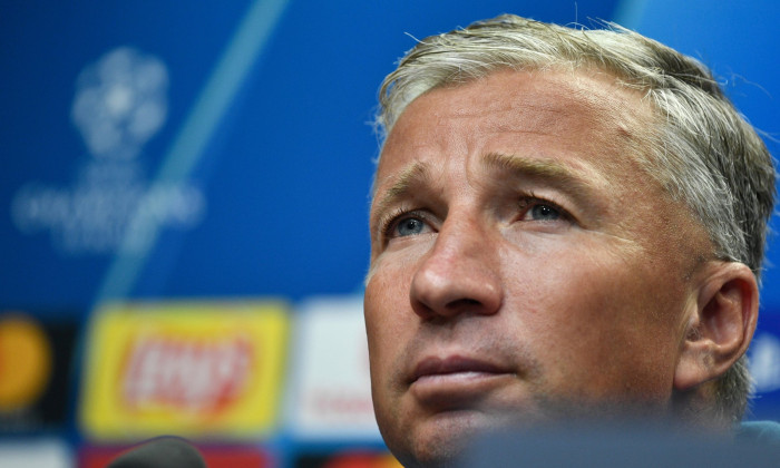 Prague, Czech Republic. 27th Aug, 2019. Head Coach Dan Petrescu (CFR Cluj) speaks during a press conference prior to the UEFA Champions League, 4th qualifying round return match: SK Slavia Prague vs CFR Cluj (Cluj-Napoca), on August 27, 2019, in Prague, C