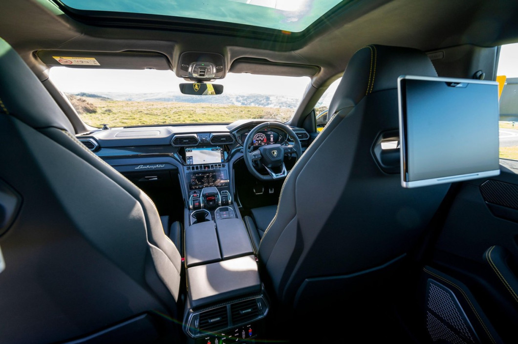 Interior of a Lamborghini Urus SUV photographed in the evening sunshine at Llangynidr, Powys, Wales, UK.
Spec:
4 litre twin turbo V8 engine
0-62 mph 3