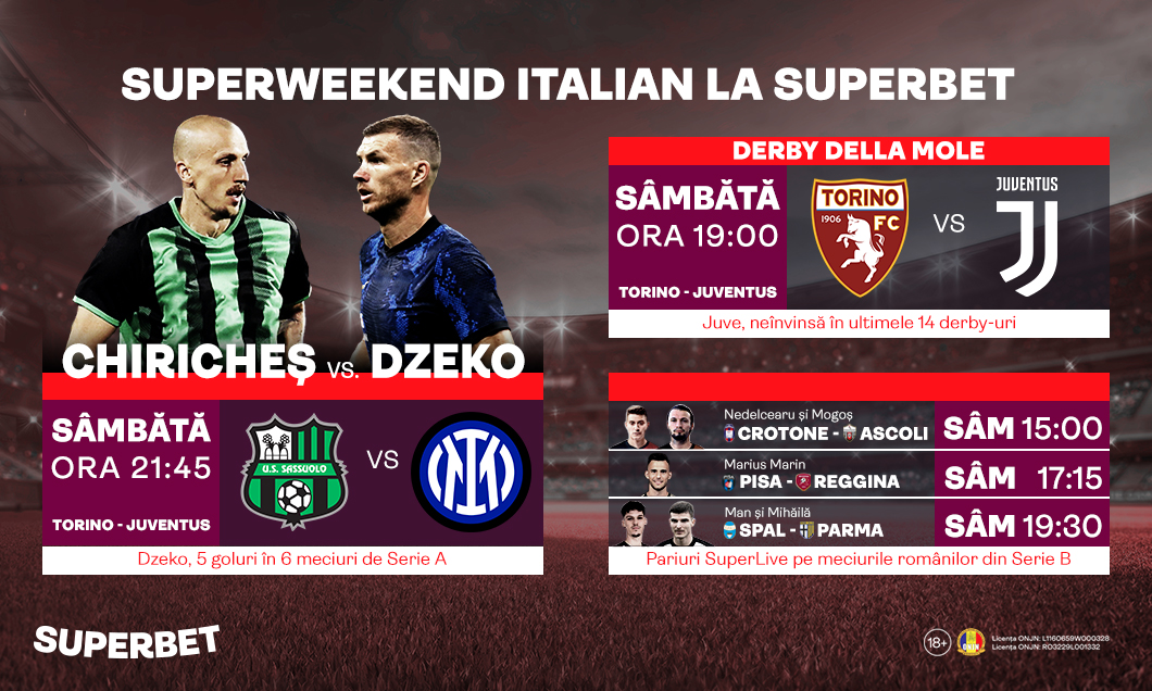 (P) SuperWeekend italian. Derby-ul oraşului Torino, Chiricheş împotriva campioanei Inter şi meciurile românilor din Serie B