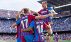 Barcelona, Spain. 26th Sep, 2021. SPAIN-SOCCER-LA LIGA SANTANDER-FCB VS LEVANTE UD. FC Barcelona players celebrates the second score during La Liga Santander match between FC Barcelona and Levante UD in Camp Nou, Barcelona, Spain, on September 26, 2021. ©