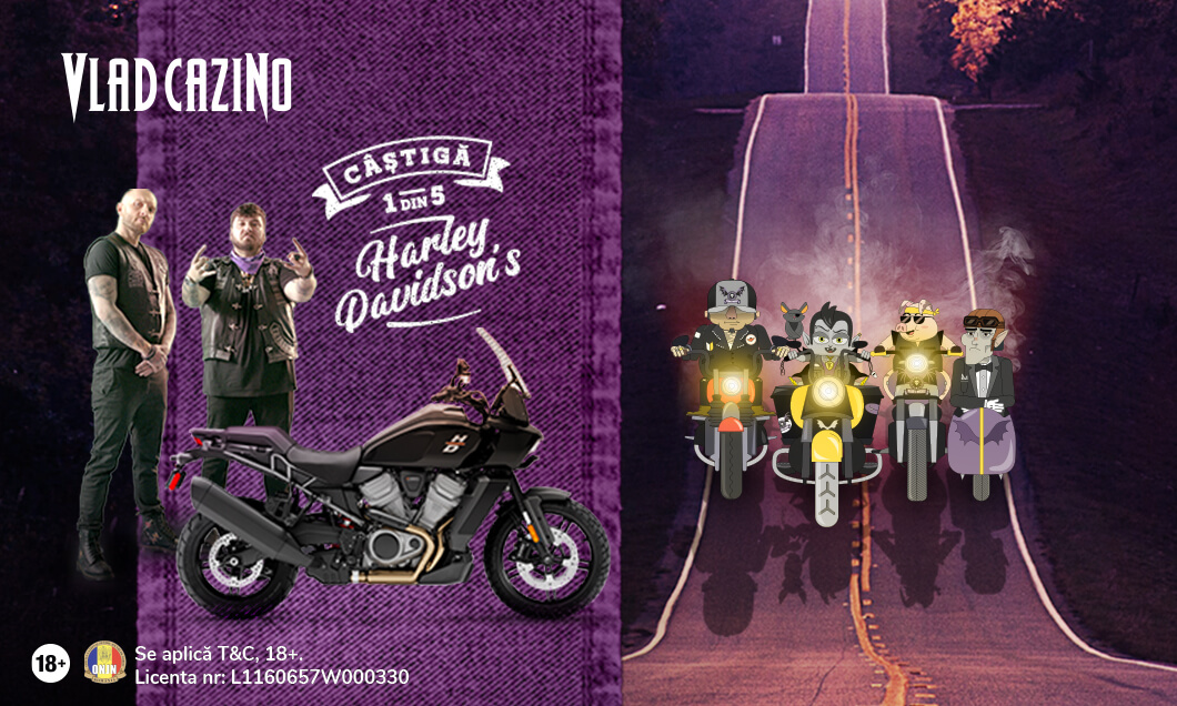 (P) 5 motociclete Harley Davidson și sute de alte premii la Vlad Cazino în octombrie - noiembrie