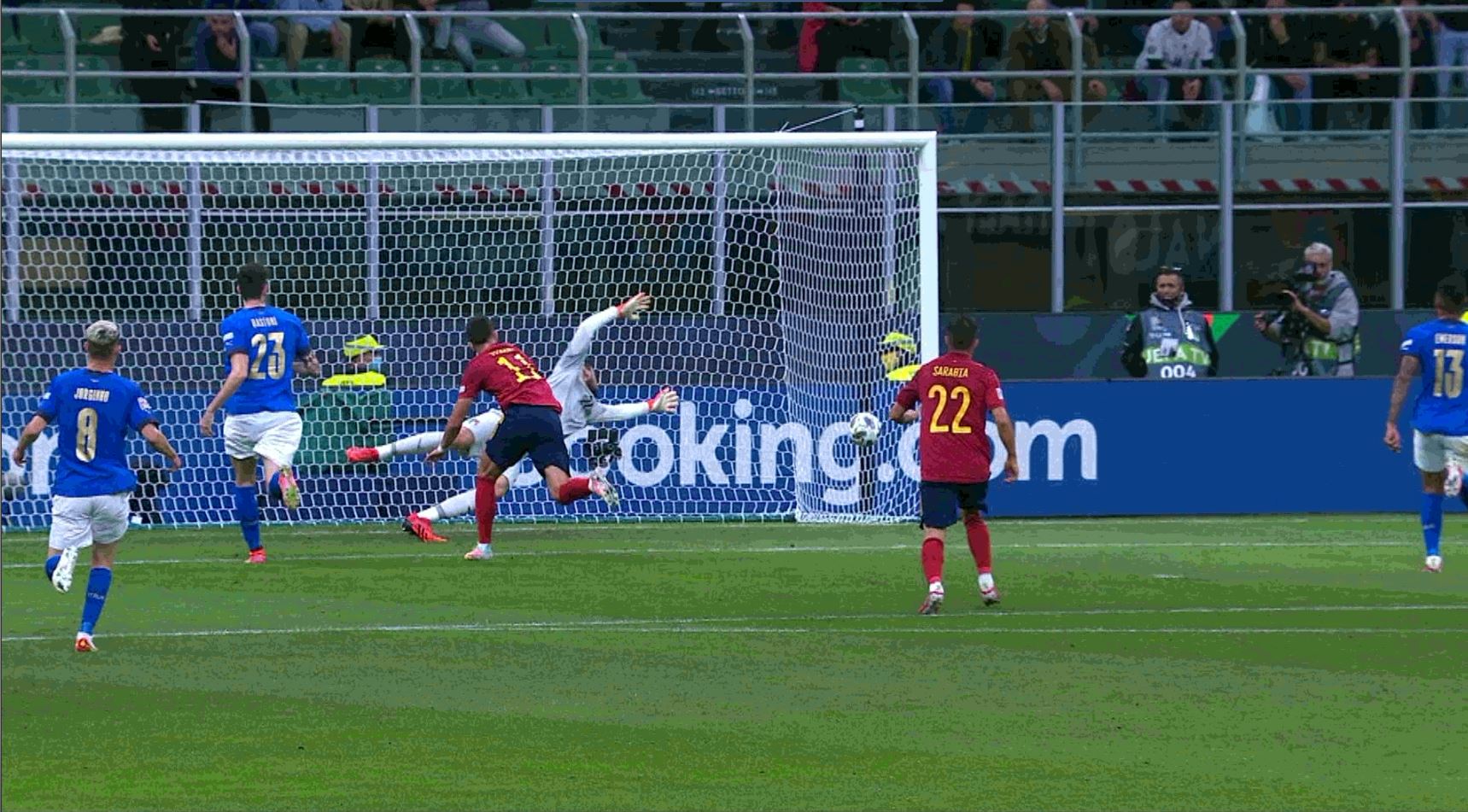 Italia - Spania 0-1, ACUM, pe Digi Sport 1, în prima semifinală a Ligii Națiunilor. Două bare și ocazii imense. Bonucci, eliminat