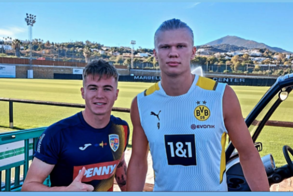 Haaland, vecin cu delegația României U21. Vedeta Borussiei Dortmund s-a pozat cu tricolorii