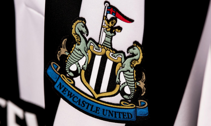 Close up of retro Newcastle United FC jersey.