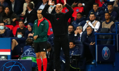Manchester City manager Pep Guardiola gestures on the touchline during the UEFA Champions League, Group A match at the Parc des Princes, Paris. Picture date: Tuesday September 28, 2021.