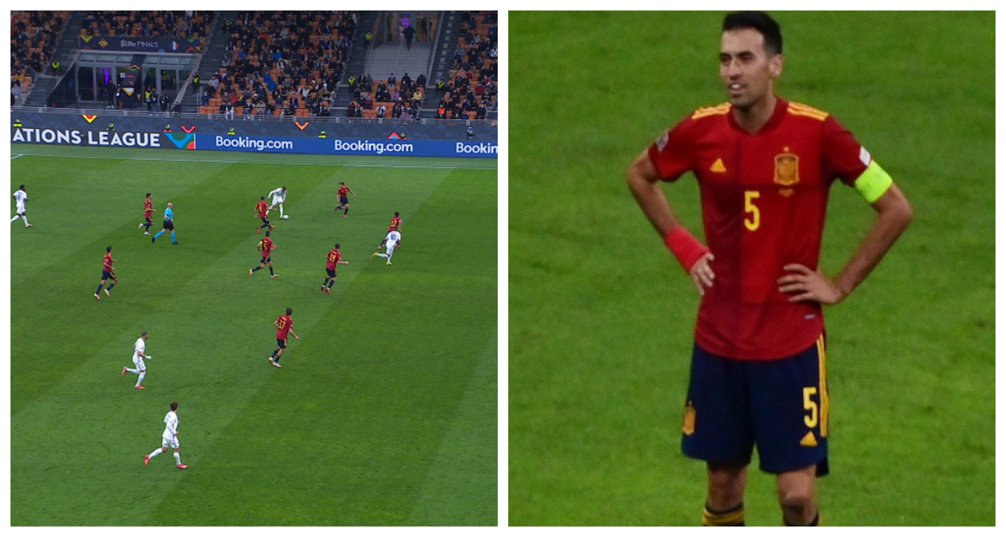 Busquets s-a dus glonț la arbitru, după golul marcat de Mbappe. Răspunsul acestuia l-a ”debusolat”