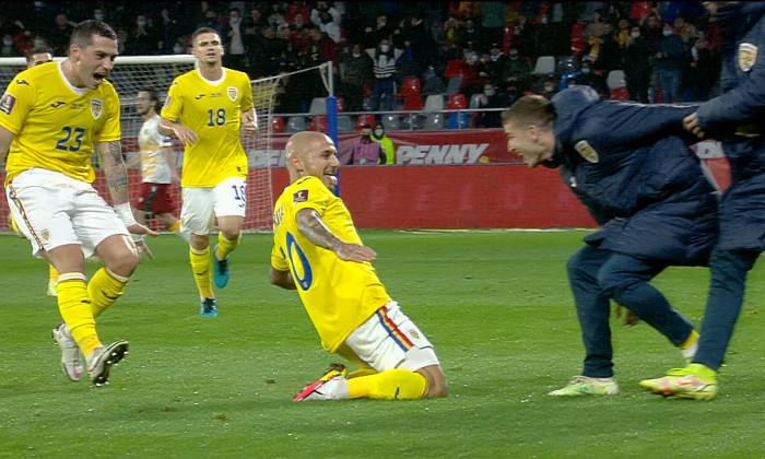 Alex Mitriță, după golul marcat în România - Armenia / Foto: Captură ProTV