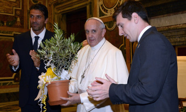 Pope Francis Meets Italy and Argentina Football Teams