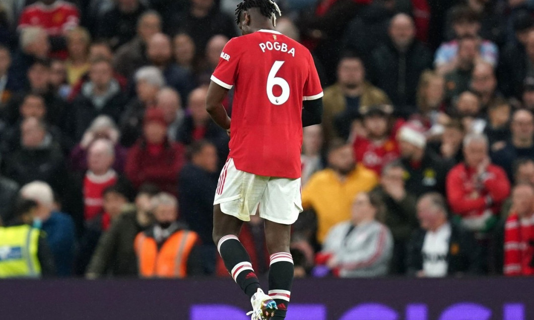 Manchester United's Paul Pogba reacts after being sent off during the Premier League match at Old Trafford, Manchester. Picture date: Sunday October 24, 2021.