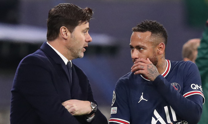 Mauricio Pochettino și Neymar, în timpul meciului cu RB Leipzig / Foto: Profimedia